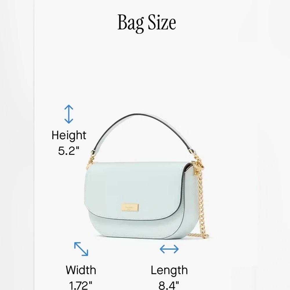 Kate Spade Krista Patent Chain Crossbody Hazy Morning Blue Gold